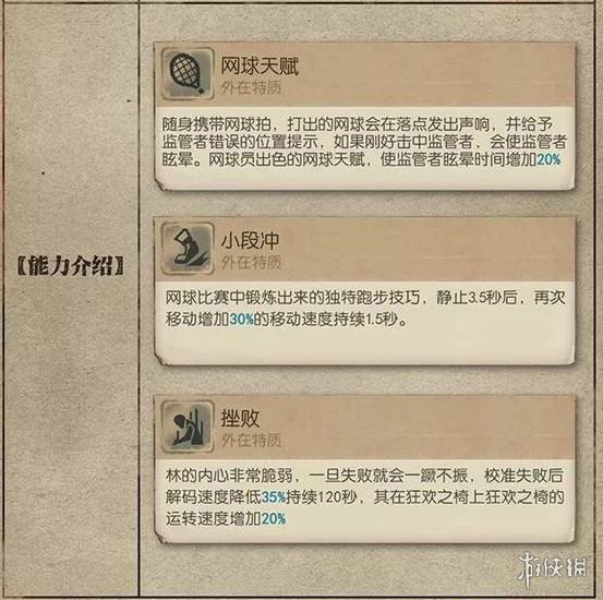 《第五人格》网球员技能介绍 网球员玩法攻略 1