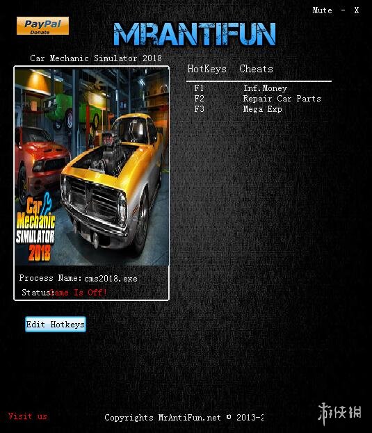 汽车修理工模拟2018 v1.5.22三项修改器MrAntiFun版 