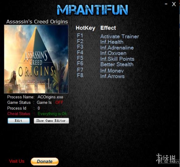 刺客信条：起源 v1.51七项修改器MrAntiFun版 