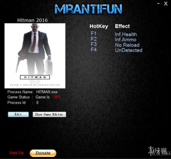 杀手6 v1.14.3四项修改器MrAntiFun版 