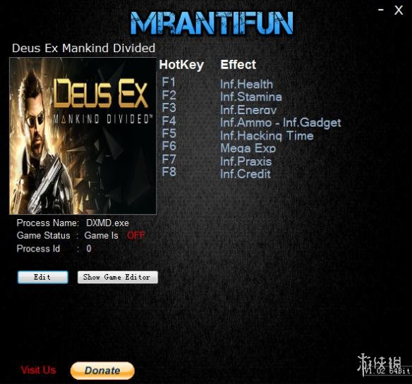 杀出重围：人类分裂 v1.19B九项修改器MrAntiFun版 