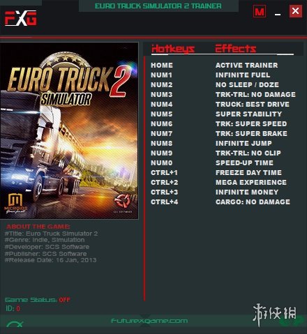 欧洲卡车模拟2 v1.16.x-v1.32.x十四项修改器FutureX版