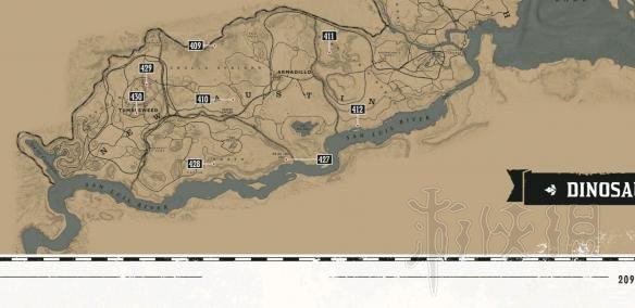 《荒野大镖客2》恐龙化石在哪里 全恐龙化石地图标注 3