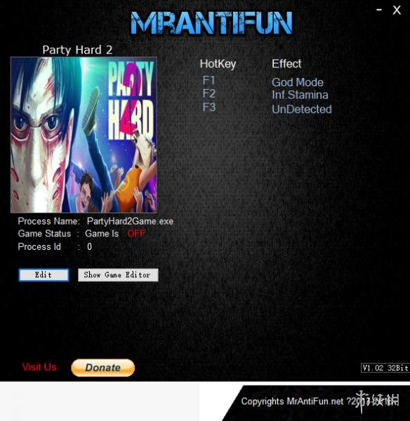 疯狂派对2 v1.0.007r三项修改器MrAntiFun版 