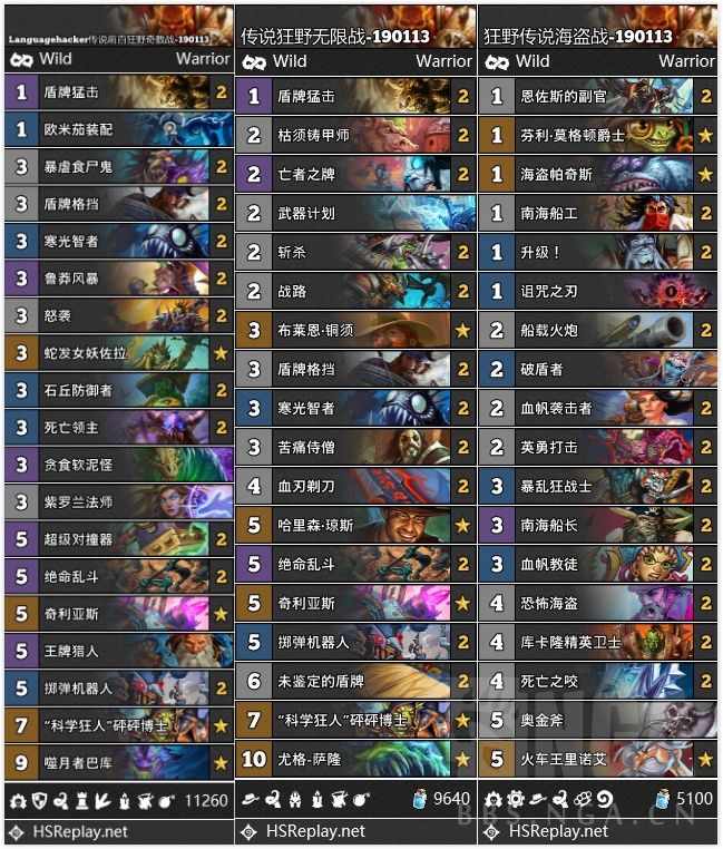 炉石传说1月13日24套直播卡组分享 炉石传说1月13日9职业狂野卡组分享 1