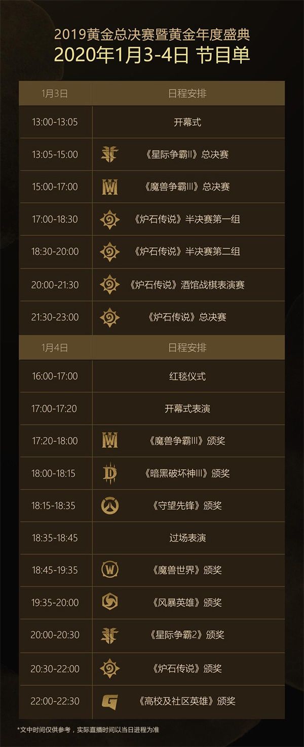 2019黄金总决赛暨黄金年度盛典节目单 2019黄金总决赛暨黄金年度盛典日程安排 2