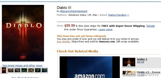 《暗黑破坏神3》预订售价59.99美元 1